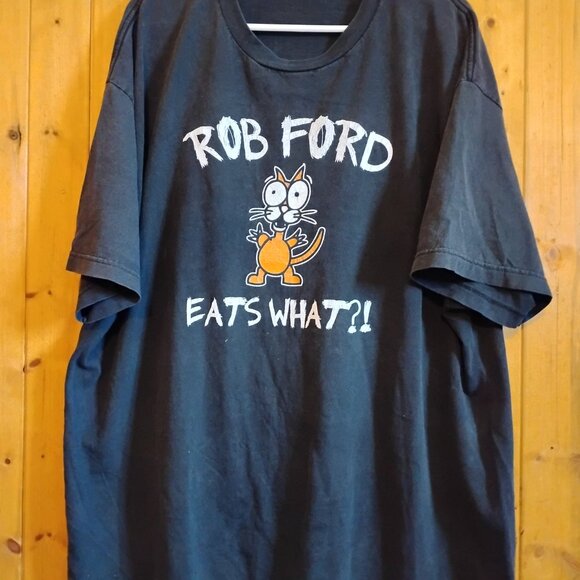 Men's Black Vintage XXL Rob Ford Toronto Mayor Graphic T-Shirt Canada - Picture 2 of 5
